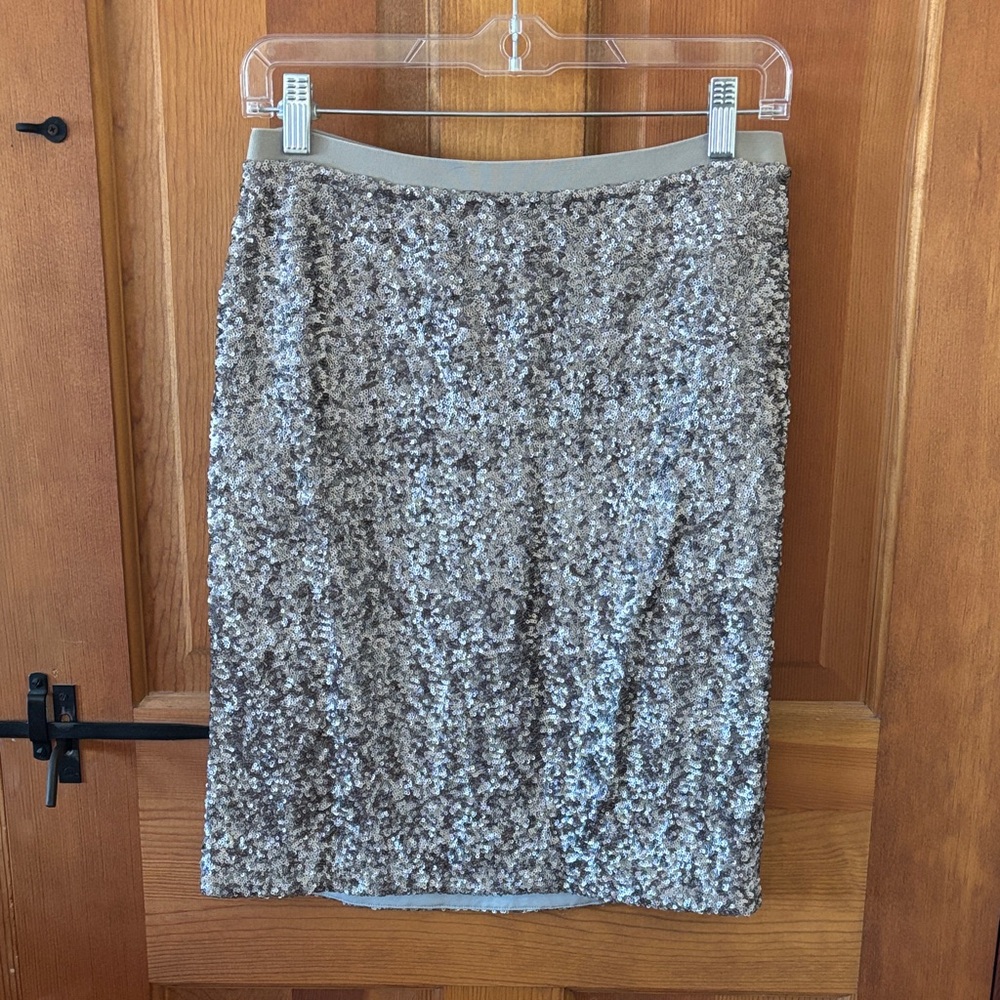 J. Jill Silver Sequin Pencil Skirt EUC